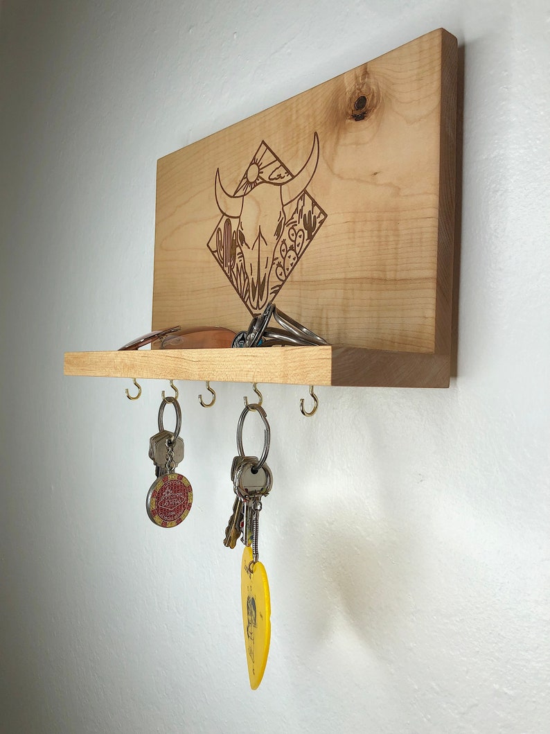 Boho Style Key Holder Key Holder Wall Mounted Cow Skull - Etsy