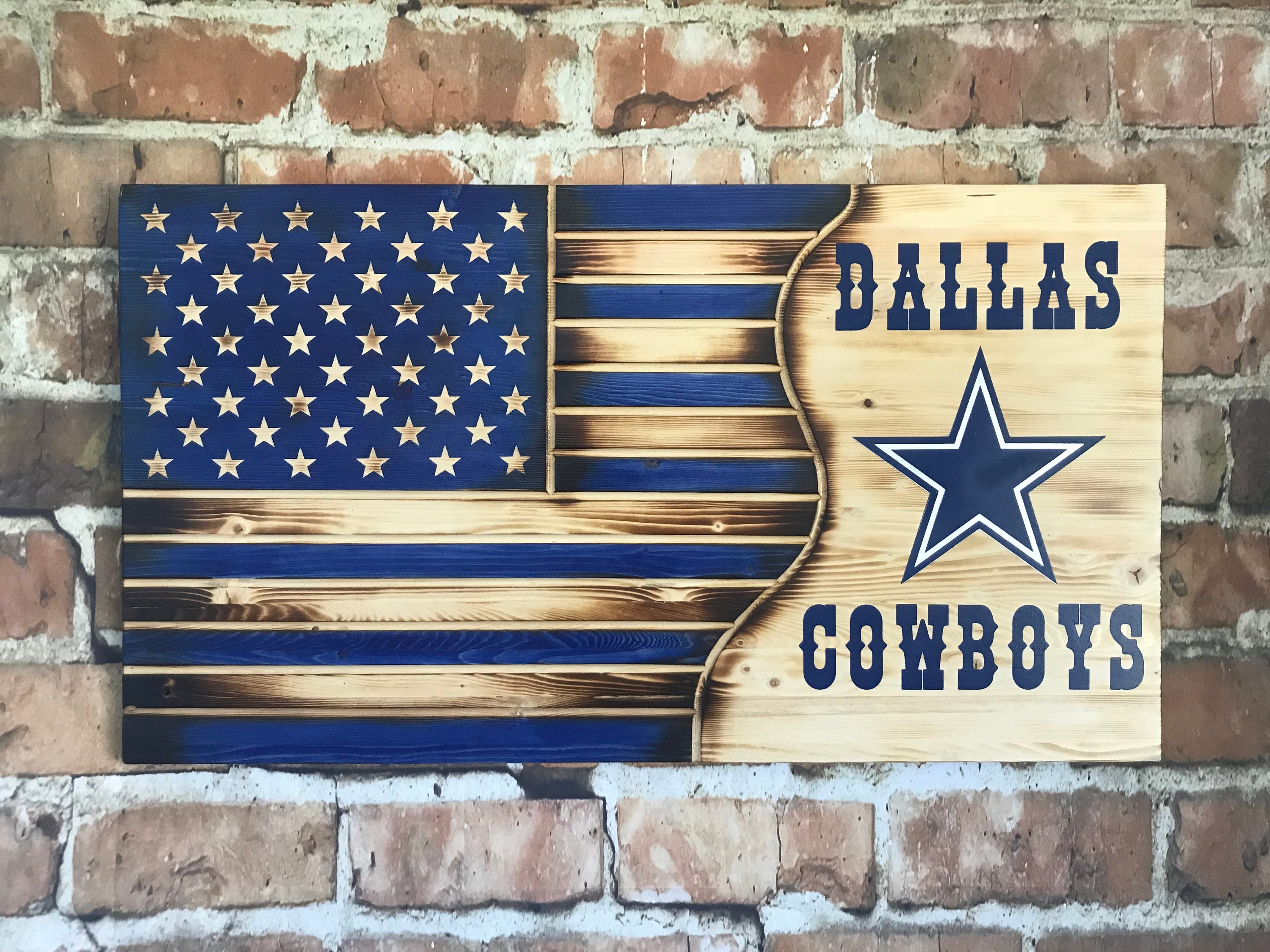 Dallas cowboys flag wood flag football home decor man Etsy