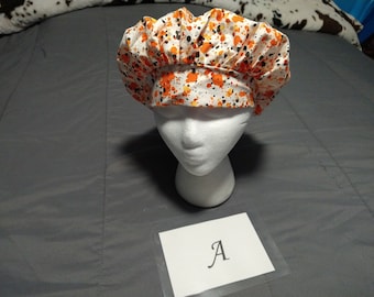 Bouffant style scrub cap. Halloween. Paint splatter.