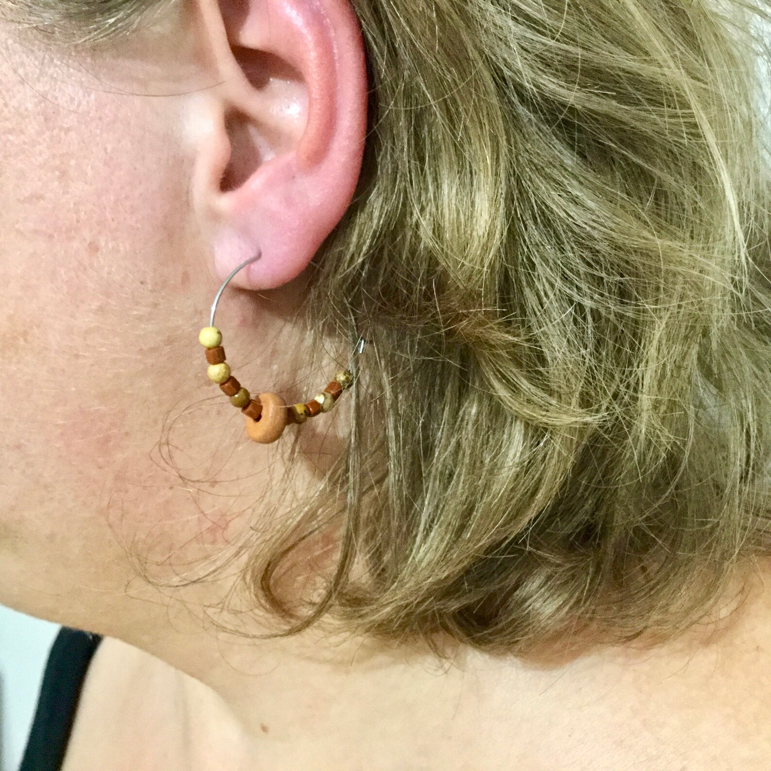 Hypoallergenic earring allergy creoles in landscape jasper Etsy