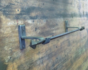Curtain rod ,curtain holder ,interior element , forged curtain rod , burnt wax , black curtain rod , blacksmith , wrought steel curtain rod