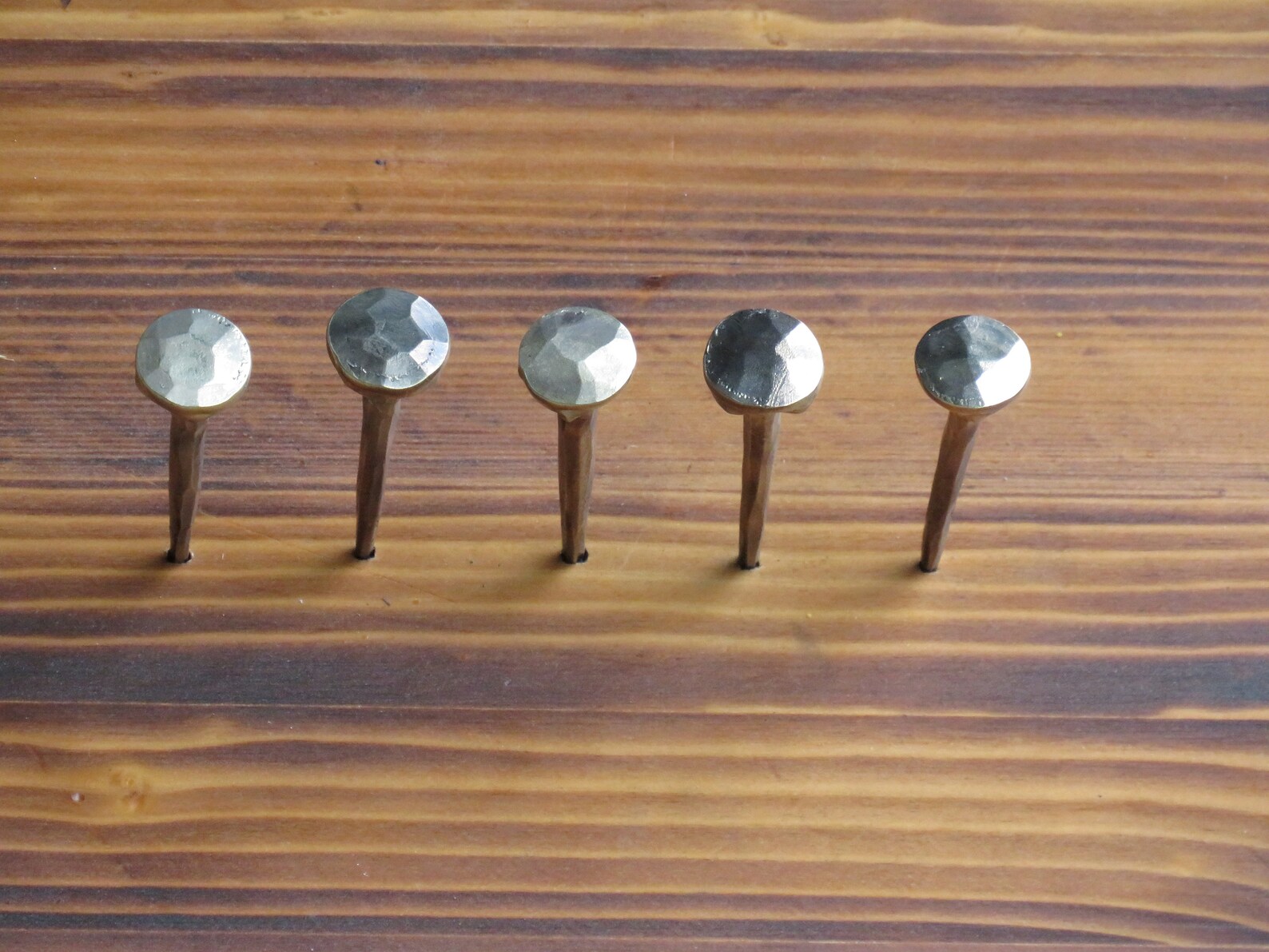 Set of 5 Bronze Nails... Blacksmith Made Blacksmith Etsy