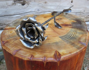 Hand Forged Steel Rose, Metal Flower, Anniversary Gift