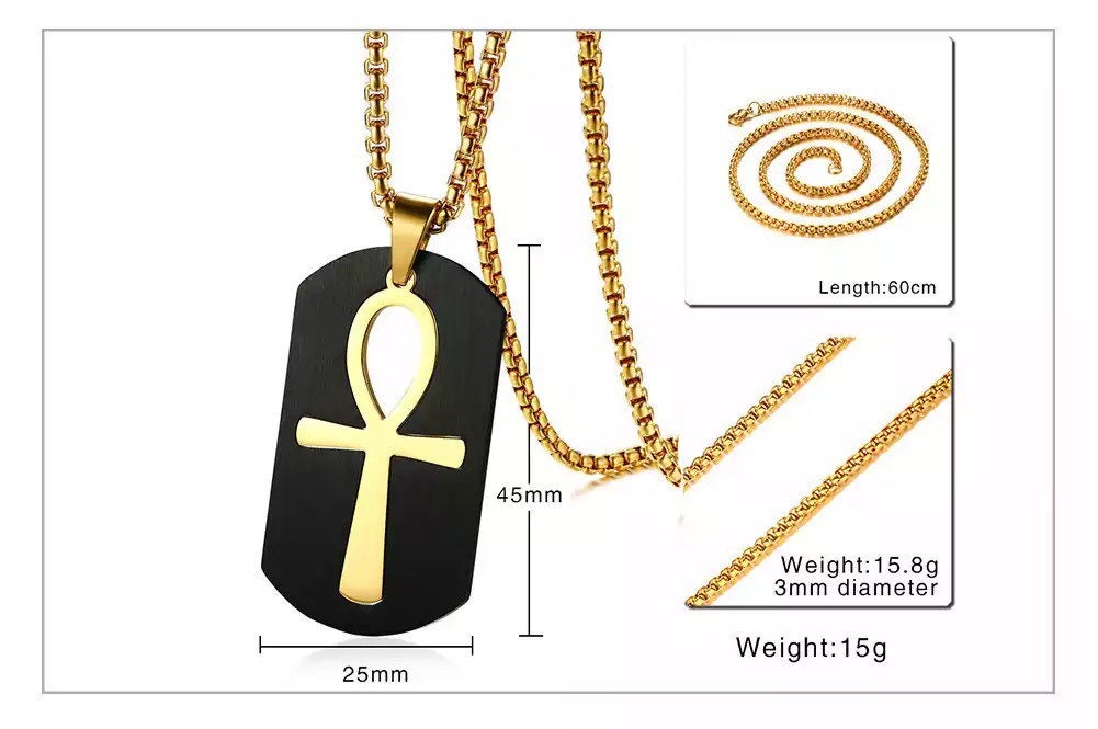Ankh Mens Dog Tag Chain 24inch ankh Egyptian Key of Etsy