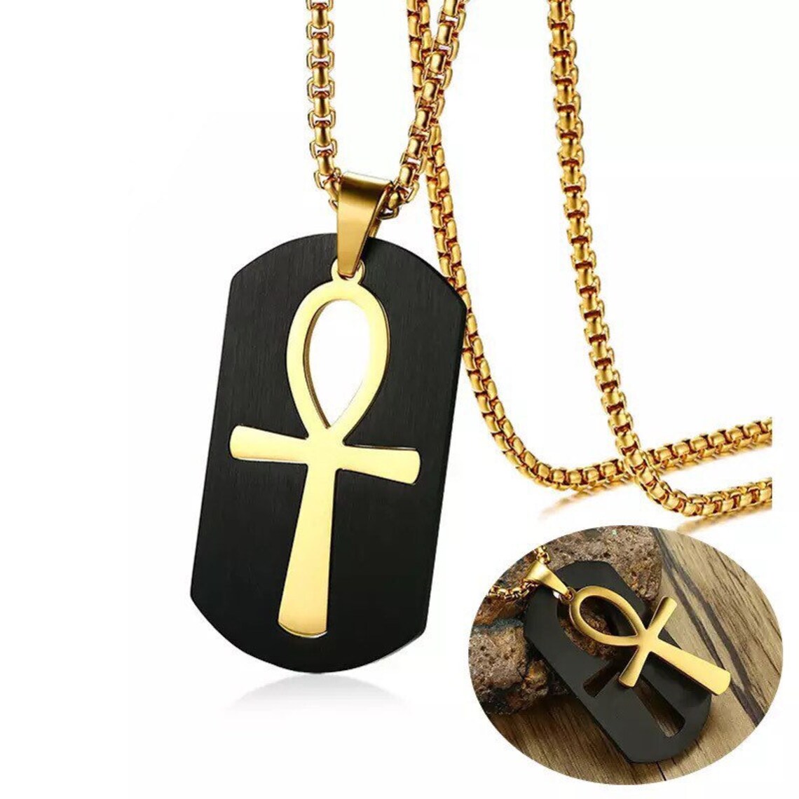 Ankh Mens Dog Tag Chain 24inch ankh Egyptian Key of Etsy