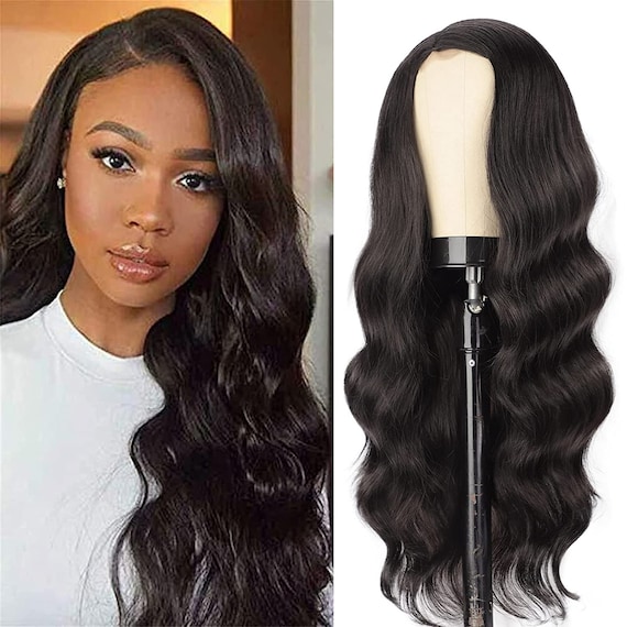 Long Wavy Wigs for Women Side Part Black Wig Natural Looking Synthetic Heat Resistant Lenght 26 free Shipping Etsy