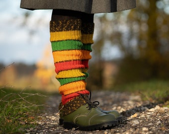 Striped wool leg warmers