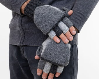 Grey Convertible Gloves Mens NINVVS2 Pairs Of Warm Gloves