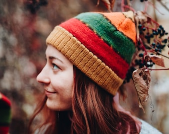 Striped wool winter hat