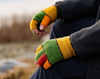 Fingerless gloves - Driving gloves - Open finger gloves - 100% wool from our own sheep