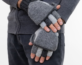 Convertible gloves - Fingerless mittens - Driving gloves - Fingerless Gloves - 100% wool