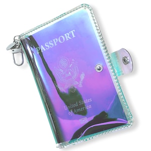 Funda para pasaporte fina y transparente / regalos / Byhandart / Carteras para pasaporte / Carteras holográficas / Funda para pasaporte