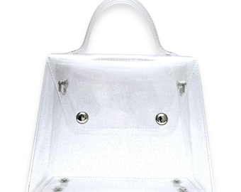 Iridescent Crystal Crossbody Bag: Holographic Clear Stadium Bag
