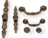 3.78 quot 5 quot 6.3 quot Drop Bail Drawer Knobs Dresser Pull Handles BackPlate Cabinet Handles Knobs Door Handle Vintage Look Antique Brass 96 128 160 mm