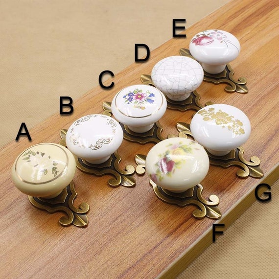 Antique Bronze Ceramic Knobs / Dresser Knob Drawer Pulls Etsy