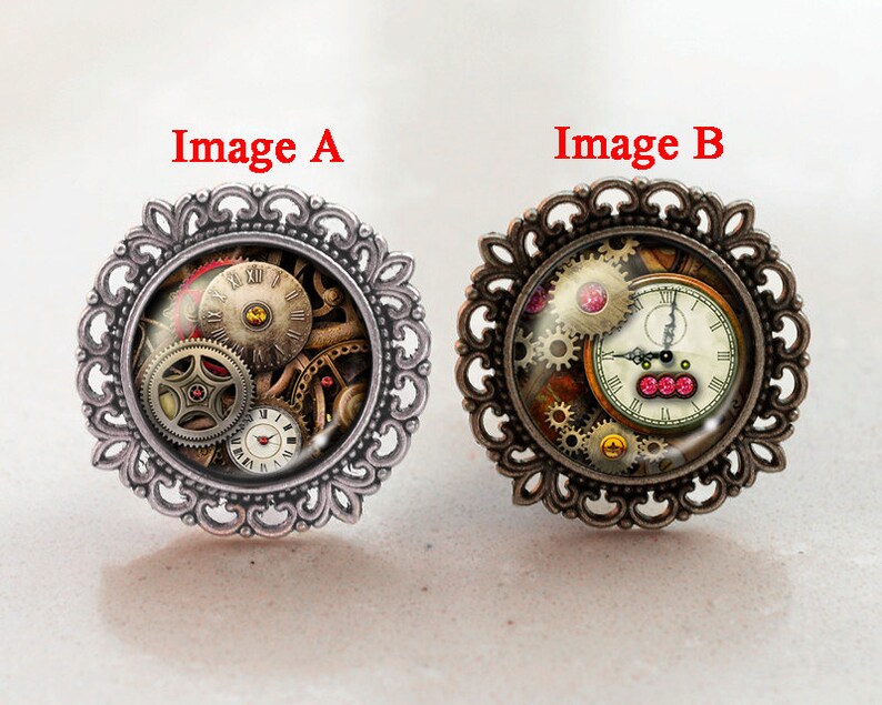 Steampunk gear Cabochons KnobsVintage Silver Cabinet Dresser Knobs pullDresser KnobsCabinet Pull handlesCabinet KnobsFurniture Hardware