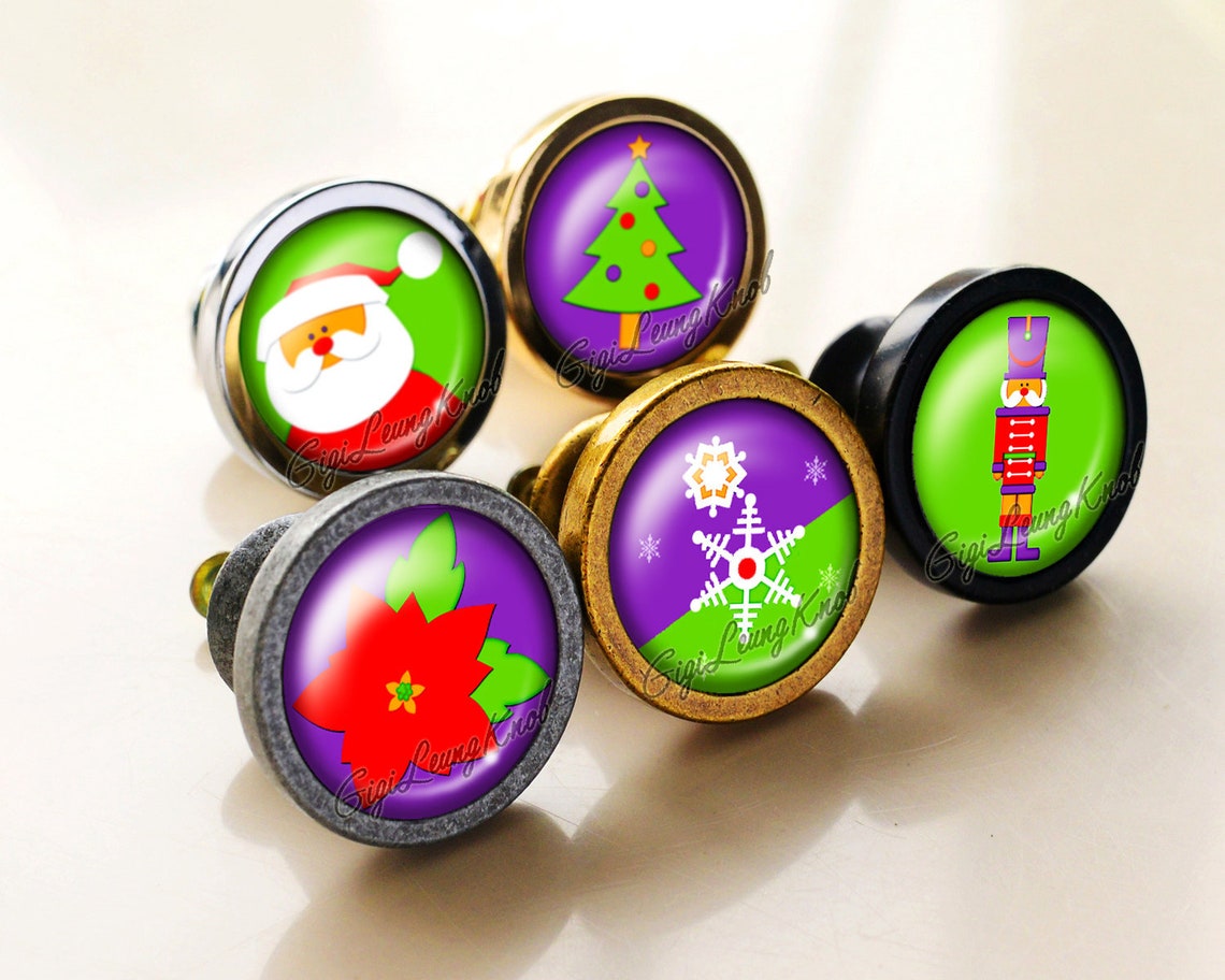 Christmas Cabochons Knobs/illustration Dresser Knobs Etsy