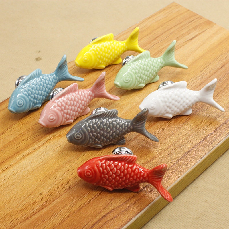 Multicolor Ceramic Fish Knobs/ Dresser Knob Drawer Pulls Etsy
