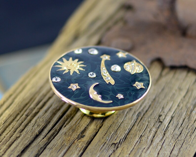 Enamel Sun and Moon Stars Drawer Knobs / Starry Sky / Etsy