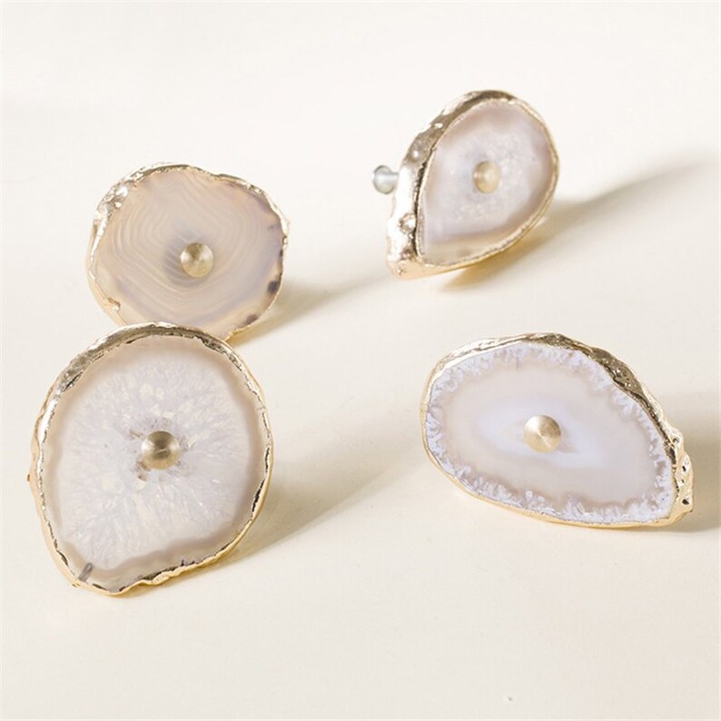 Natural Agate Stone Brass Door Knobs/nordic Creative Design Etsy