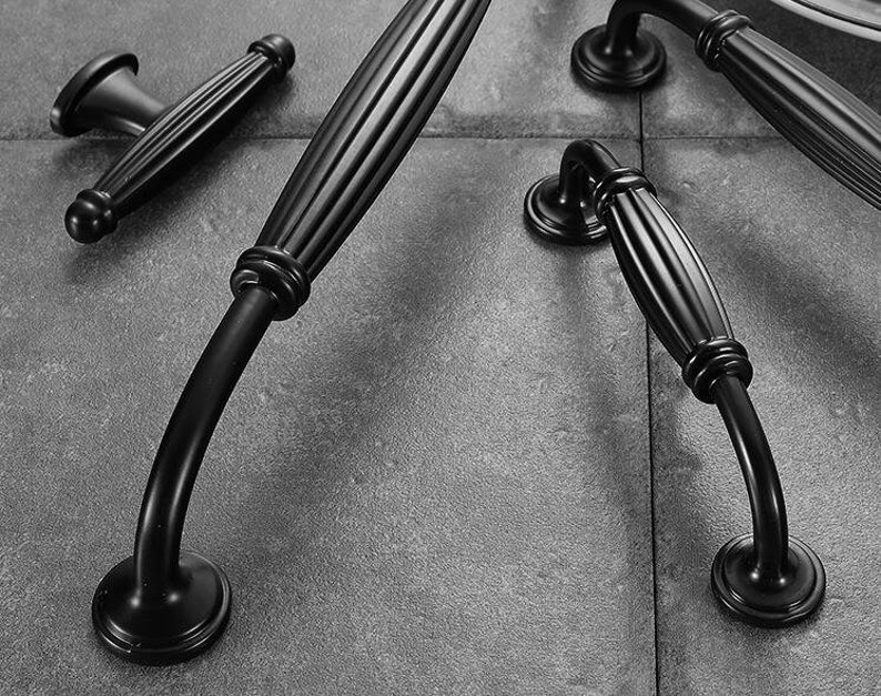 3.78/'/' 5/'/' 7.56/'/' Black Drawer Pulls Handles Knobs Dresser Pull Unique Kitchen Cabinet Door Knob Handle Modern Cupboard Handle 96 128 192mm