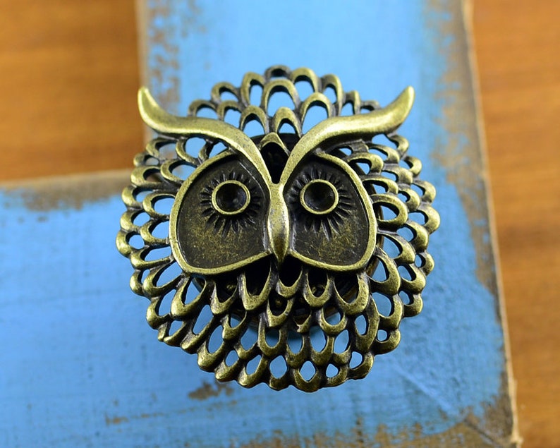 Owl Knob Vintage Look Drawer Knobs Dresser Knob Pulls Handles Etsy