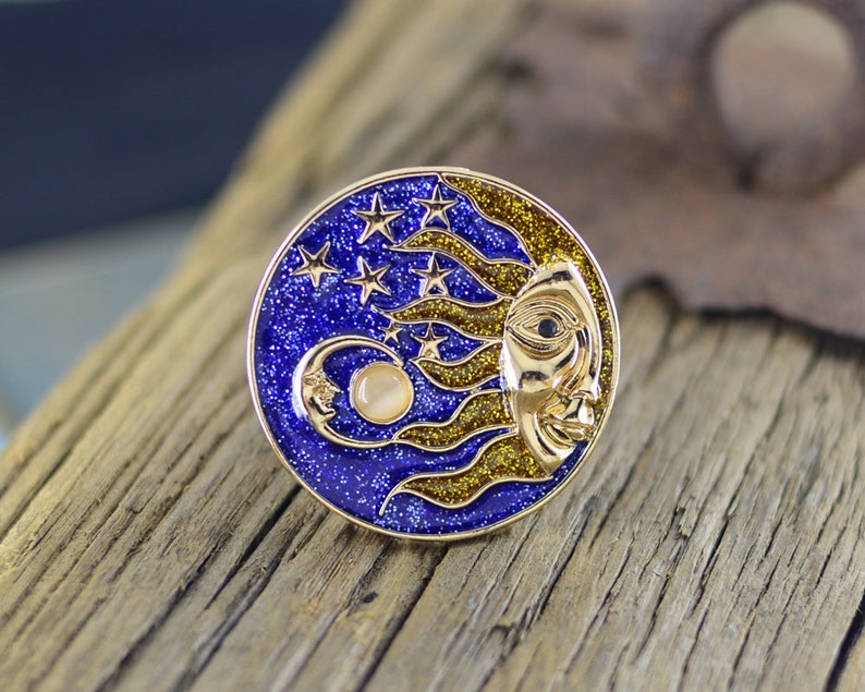 Enamel Sun and Moon Stars Drawer Knobs / Starry Sky / Etsy