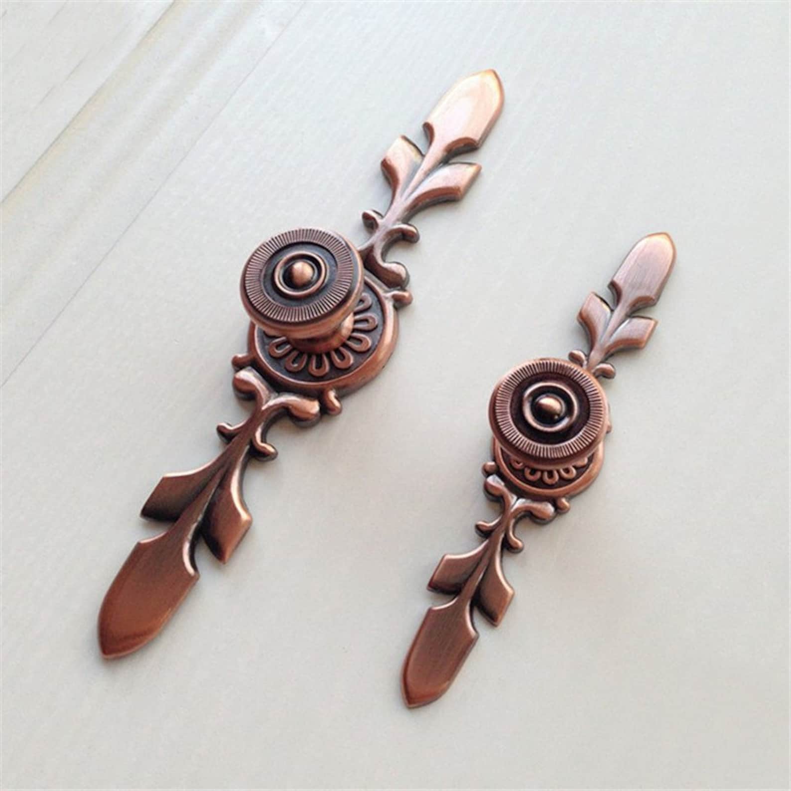 Antique Copper Knob Dresser Drawer Pulls Handles Backplate/ Etsy