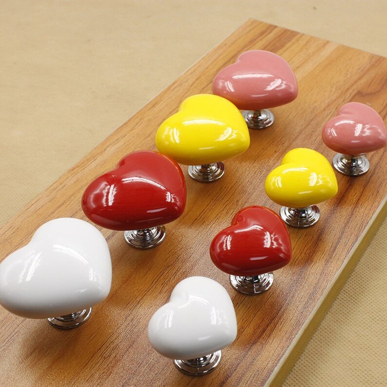 Heartshaped Ceramic Knobs / Dresser Knob Drawer Pulls Handles Etsy