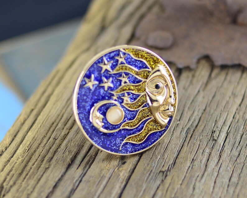 Enamel Sun and Moon Stars Drawer Knobs / Starry Sky / Etsy