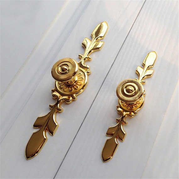Gold Knob Dresser Drawer Pulls Handles Backplate Gold Cabinet Etsy