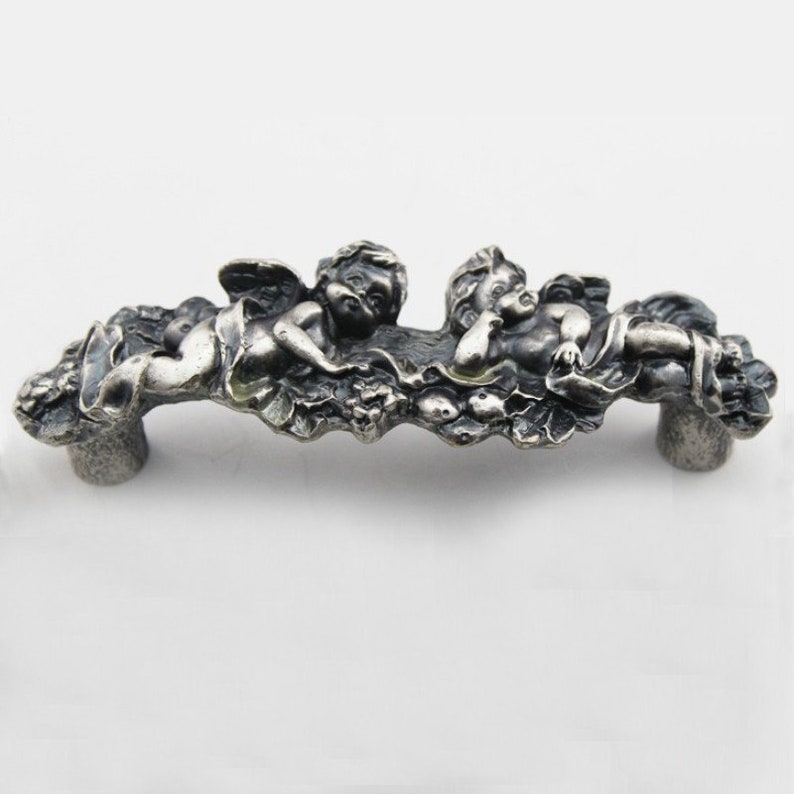 Angel Antique Silver Dresser Knobs Drawer Pulls Knobs Etsy