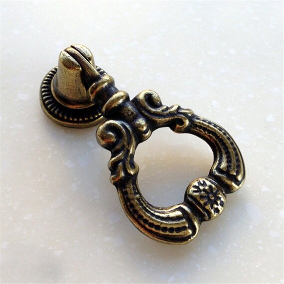 Antique Bronze Dresser Drawer Pull Handles Knob Metal Drop Etsy