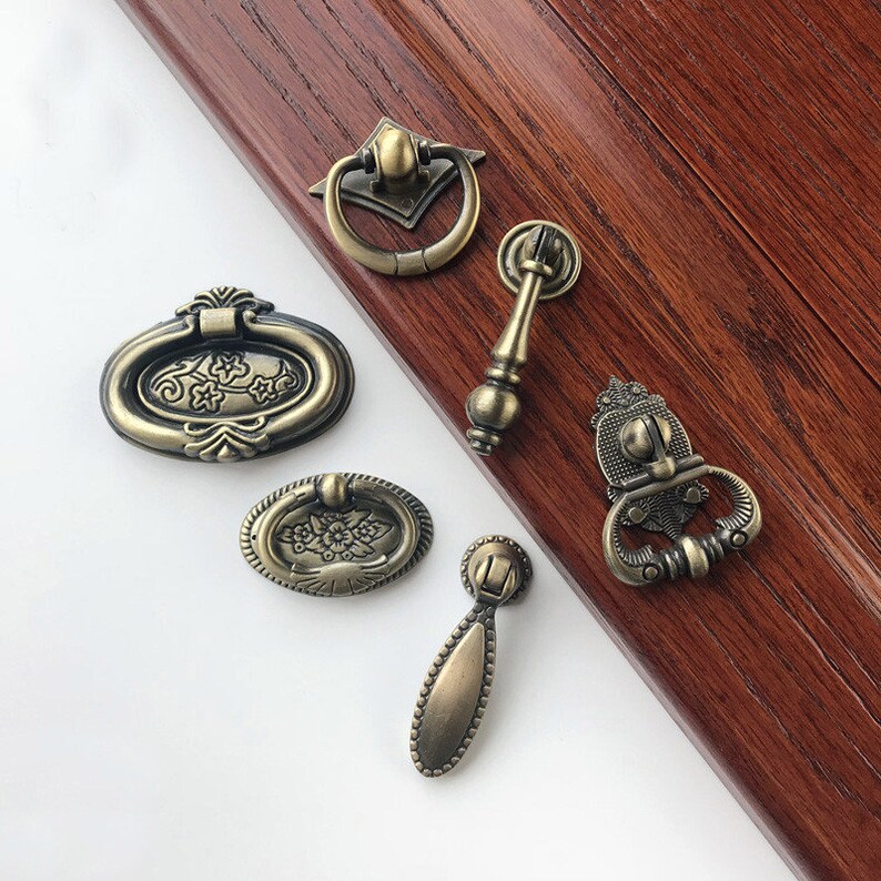 Antique Bronze Drop Ring Pulls Drawer Pulls Handles Knobs Etsy