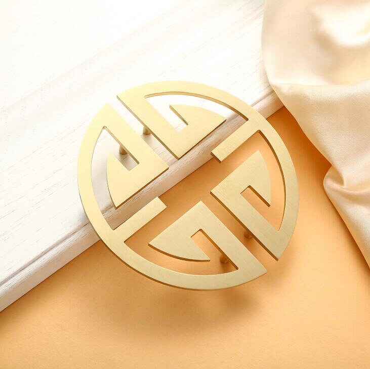 Brass Chinese Style Drawer Pull Handles Brushed Brass Etsy