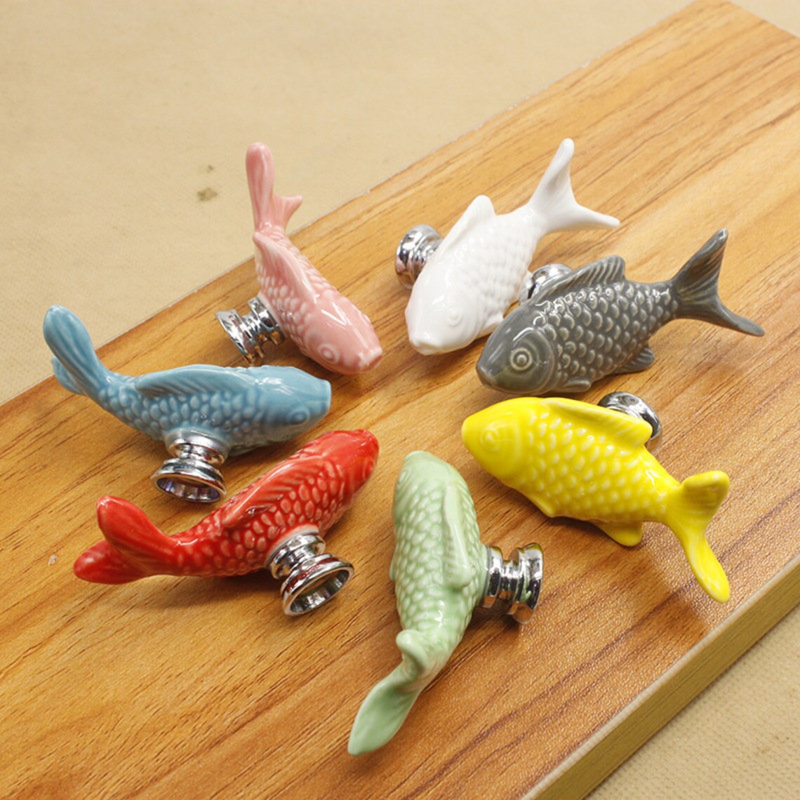 Multicolor Ceramic Fish Knobs/ Dresser Knob Drawer Pulls Etsy