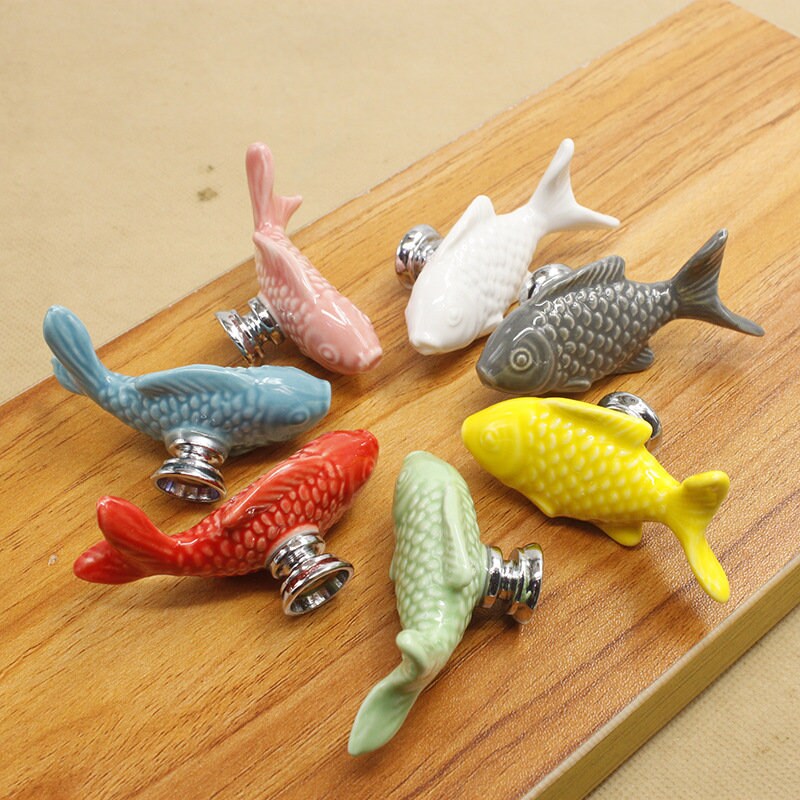 Multicolor Ceramic Fish Knobs/ Dresser Knob Drawer Pulls Etsy