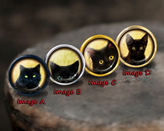 Cat Glass Cabochons Knobs Illustration Cabinet Dresser Knobs Etsy