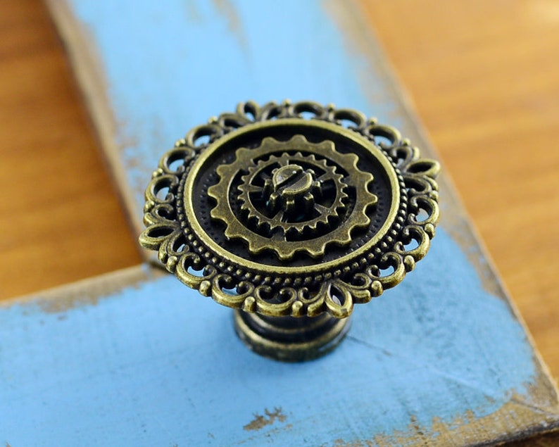 Steampunk Gear Knob Vintage Look Drawer Knobs Dresser Knob Etsy
