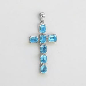 Blue Topaz Cross Pendant - TOP