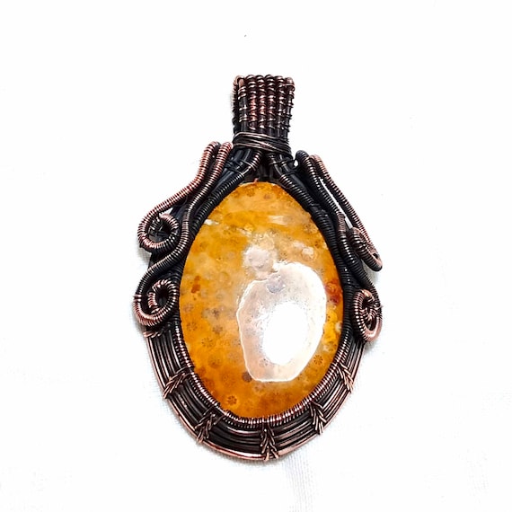 Natural Citrine Double Point Pendant with Ocean Jasper Stone Beads Nec –  Buddha's Flowers