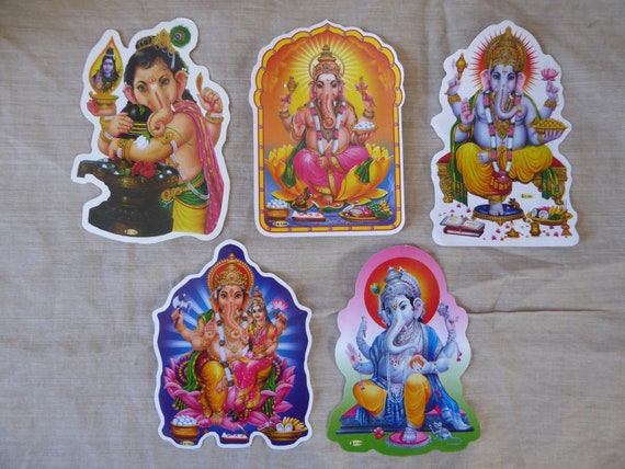 5 Indian God Stickers Ganesh Lakshmi India Bollywood Etsy