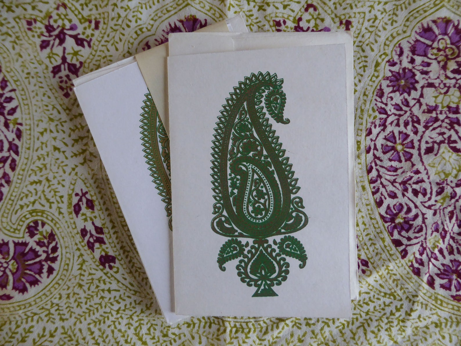 10 Indian Block Print Greeting Cards Envelopes Paisley India Etsy