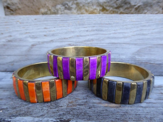 Indian bangle bracelet resin brass india vintage ethnic hippie handicraft
