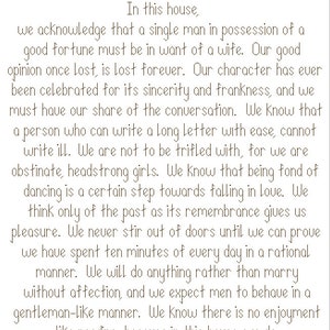 Pride & Prejudice - In this house cross stitch pattern