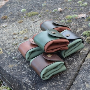 Leather and canvas bushcraft bag