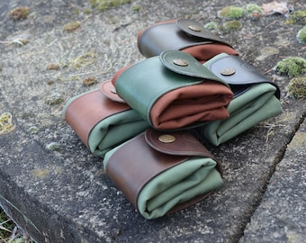 Leather and canvas bushcraft bag