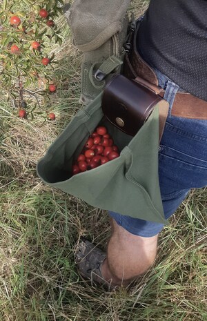 Sac Bushcraft En Toile Et Cuir Pliable - Sac De Récolte Multifonction Pour Camping, Randonnée, Plein Air (café)