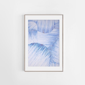 Blue Abstract Drawing Painting, Blue Watercolor Art Print, Brush Stroke Wall Art, Abstract Art, Modern Wall Decor, Printable Wall Art