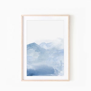 Blue Abstract Painting Print,Watercolor Art Print, Modern Wall Art, Printable Wall Art,Minimalist Line Art,Giclee Print,Living Room Wall Art